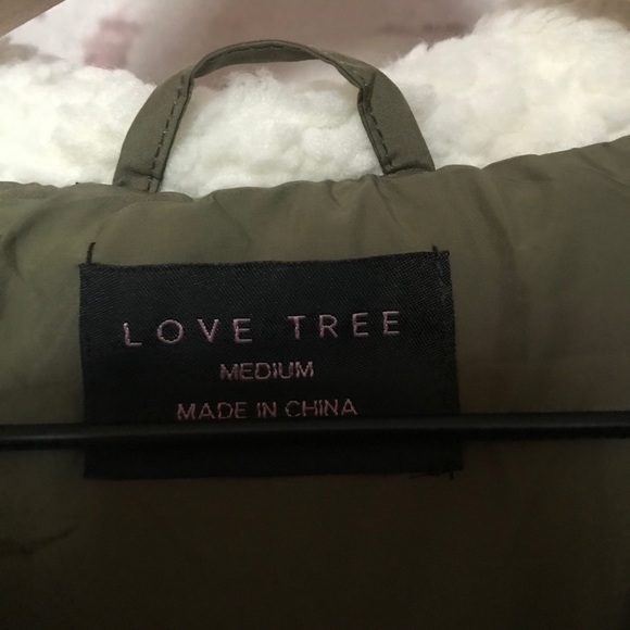 Love Tree Hooded Long Puffy Jacket Olive Green - Picture 10 of 10